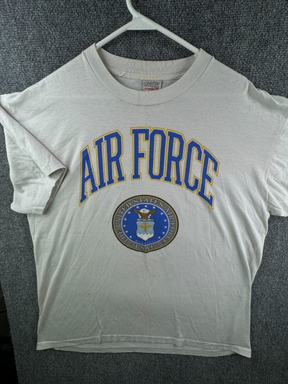 VTG US Air Force USAF T Shirt XL Oneita Short Sleeve Logo Graphic USA Made Adult